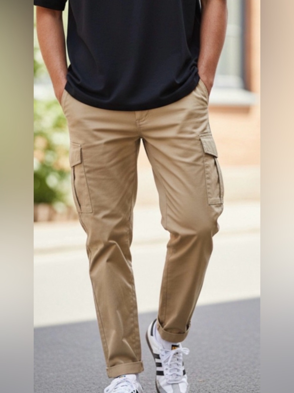 Men's CSG Tan Cargo Pants Sz Large NWT Elastic Waist